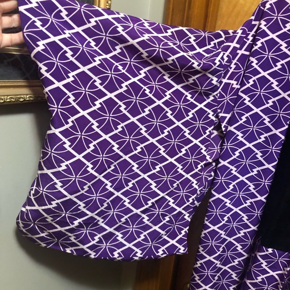 Purple Geometric Patterned Vintage Kimono 👘 - Picture 3 of 9